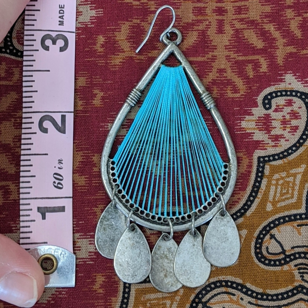 Turquoise & silver statement earrings - Picture 5 of 6